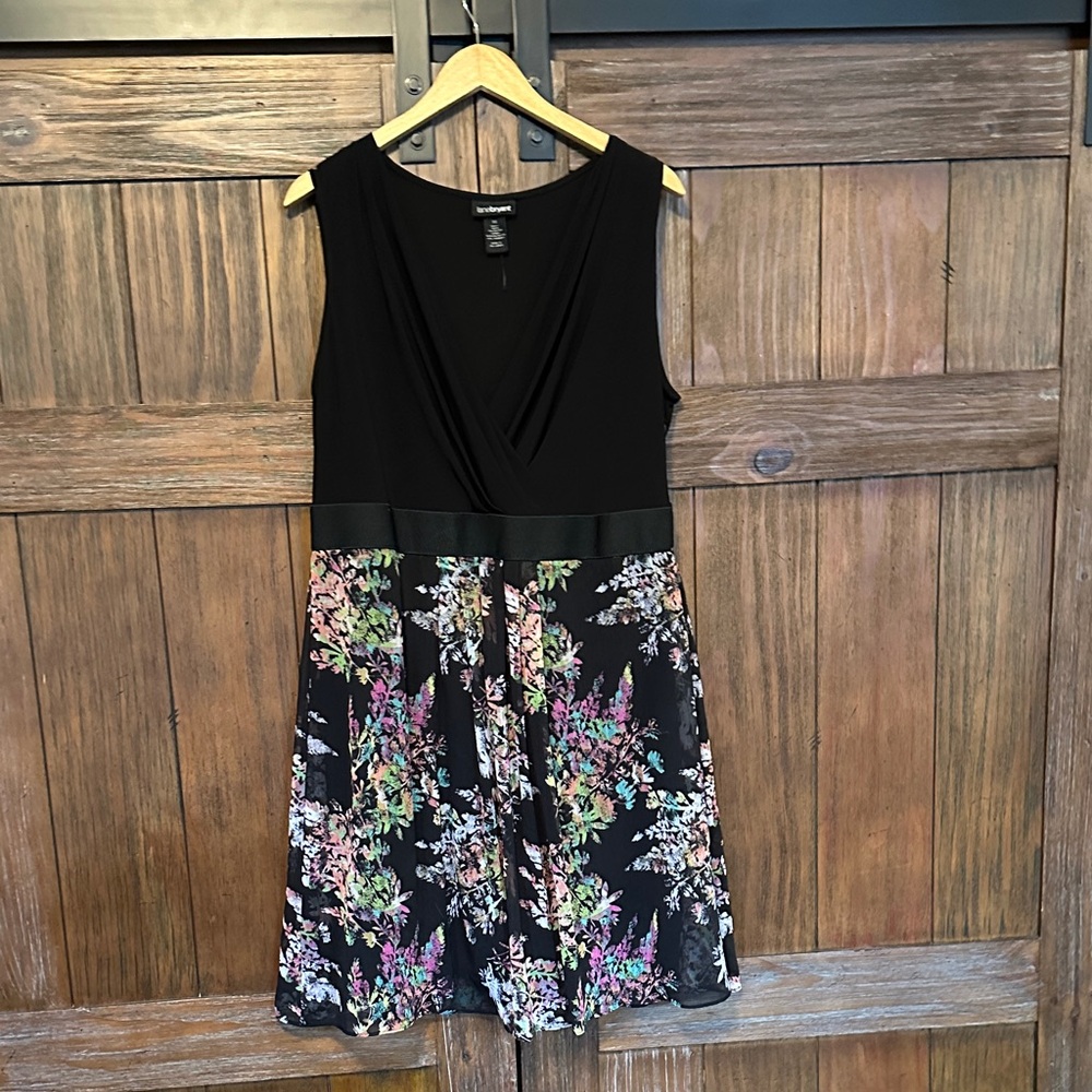 Lane Bryant Black Floral Midi Dress